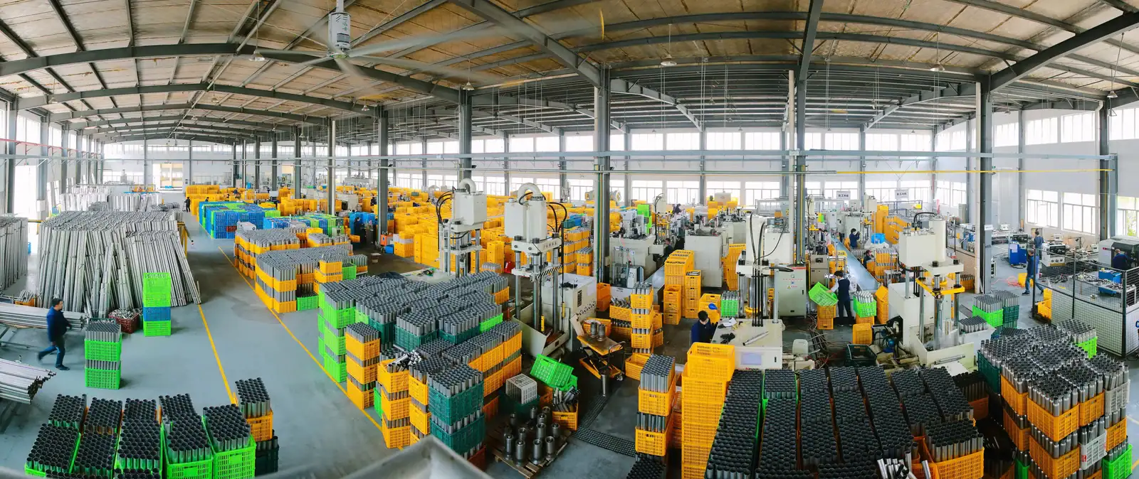 Stainless steel drinkware production floor with automated equipment